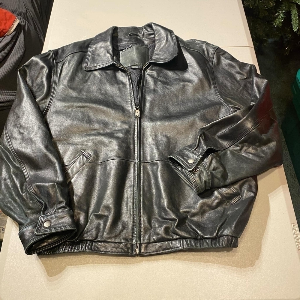 Vintage American Classics Motorcycle Leather Jacket Coat Moto Black Men's Large